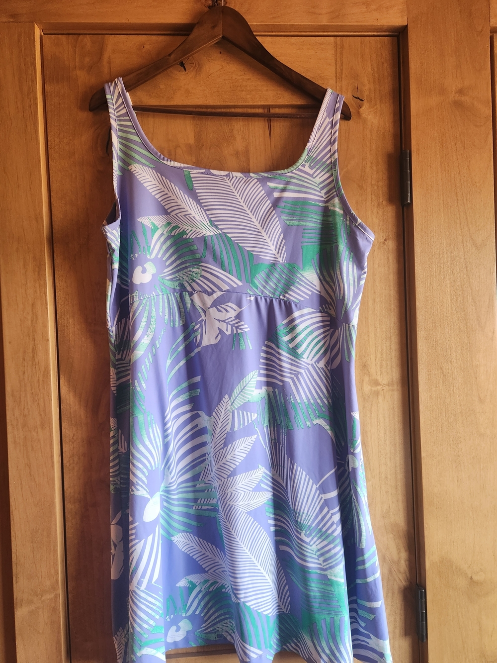 Lavender Tropical Print Tank Dress Sleeveless Printed COLUMBIA OMNI SHADE